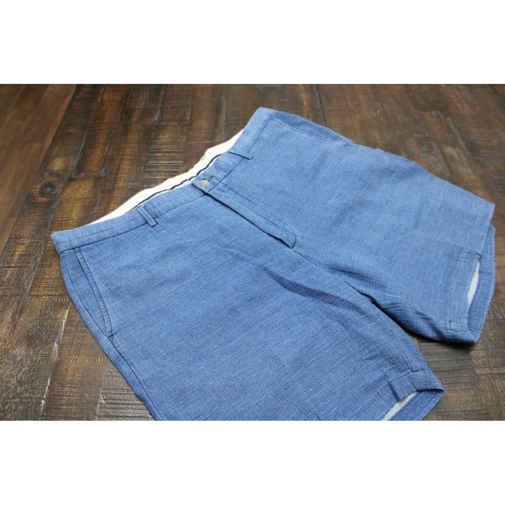 Peter Millar Shorts Mens 38 Blue Solid Chino Casual Flat Front Summer 8 Inch
